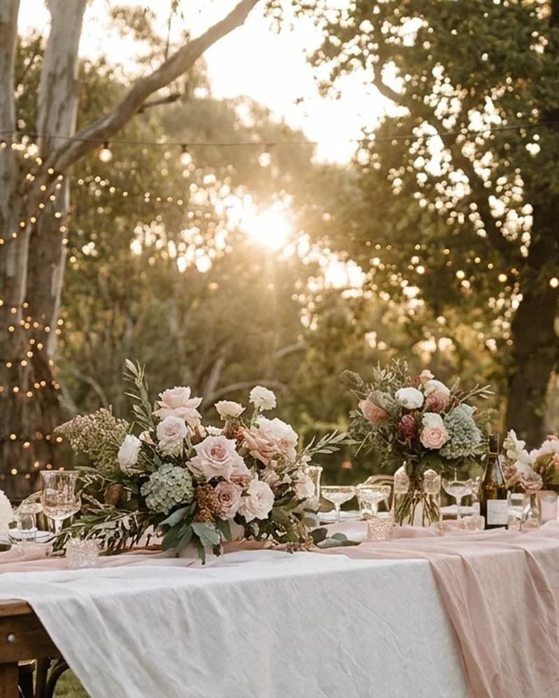 A styled Adelaide engagement party at golden hour